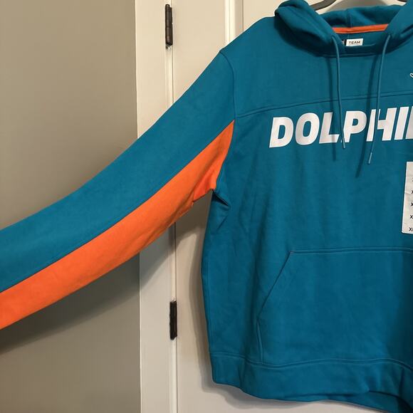 MIAMI DOLPHINS NFL FOOTBALL THERMA FIT ON FIELD HOODIE SWEATSHIRT XL $85 - Picture 5 of 10